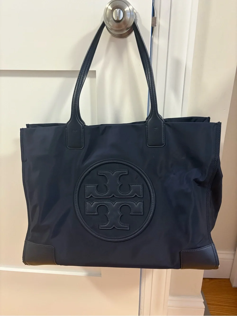 Tory Burch Navy Logo Nylon Tote